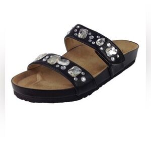 Joan Boyce Strappy "Ruth" Comfort Sandal with Jewels, Black Size US 11 NWOT